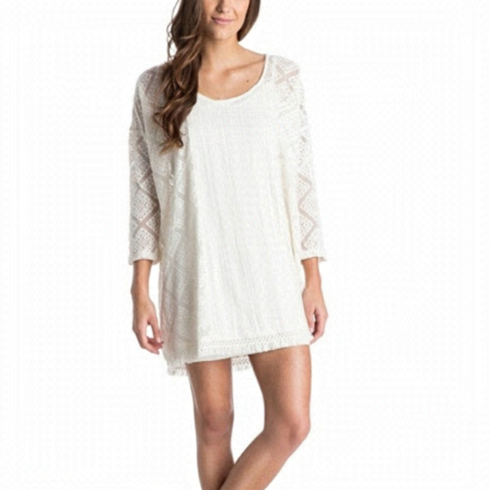 ROXY Wishbone boho Crochet Tunic Dress Size Small
